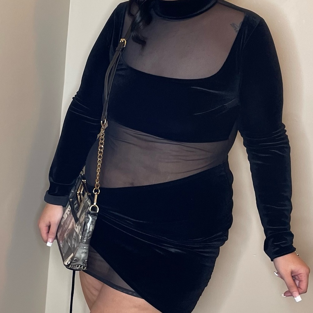 Velvet Mesh Fashion Nova Dress
